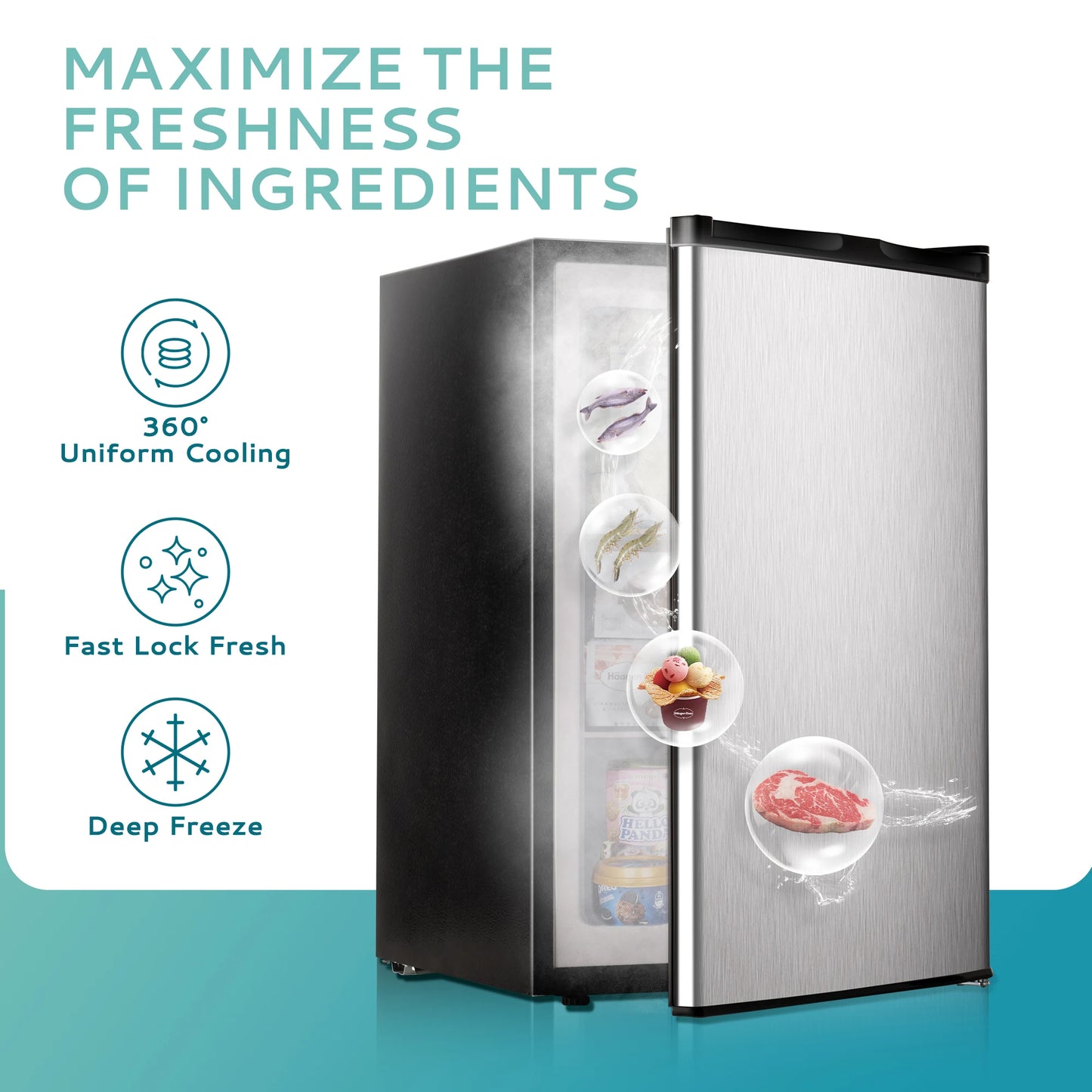 SIMZLIFE Compact Mini Freezer 3.0 Cubic Feet Reversible Door Home Office