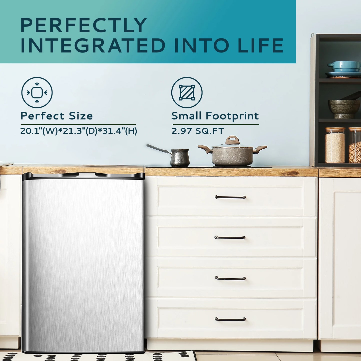 SIMZLIFE Compact Mini Freezer 3.0 Cubic Feet Reversible Door Home Office