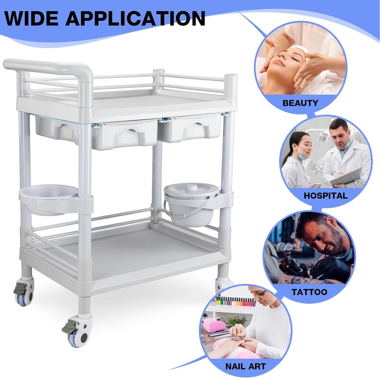 Mobile Trolley Cart with Wheels 330lbs Capacity Rolling Storage Utility
