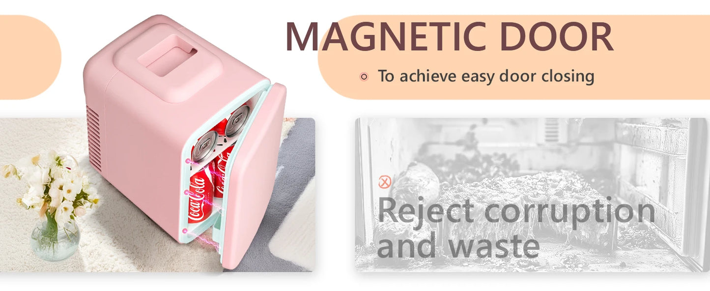 Ljustra 4L Mini Fridge with Freezer Compact Refrigerator for Car Office