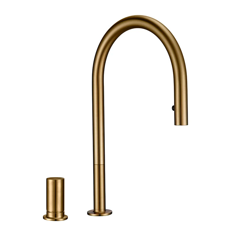 Pull Down Kitchen Sink Faucet Brushed Gunmetal Single Handle Brass Sprayer