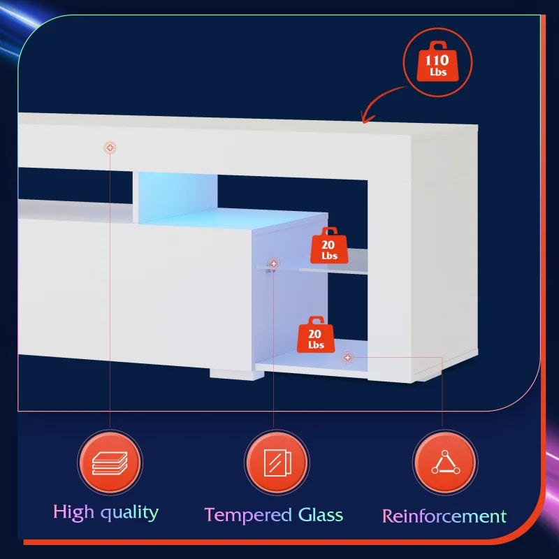 Ljustra Modern 63 Inch TV Stand with LED Lights for 60-70 Inch TV