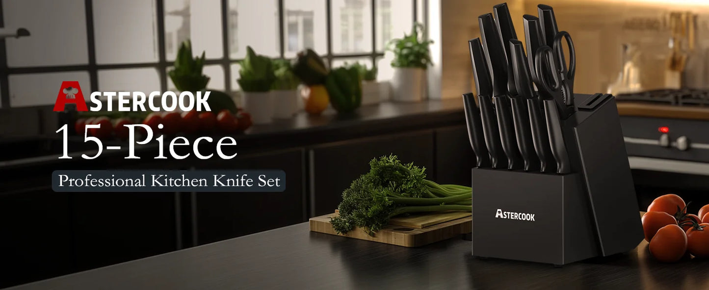 Ljustra Astercook Kitchen Knife Set 15 Pieces with Built-in Sharpener