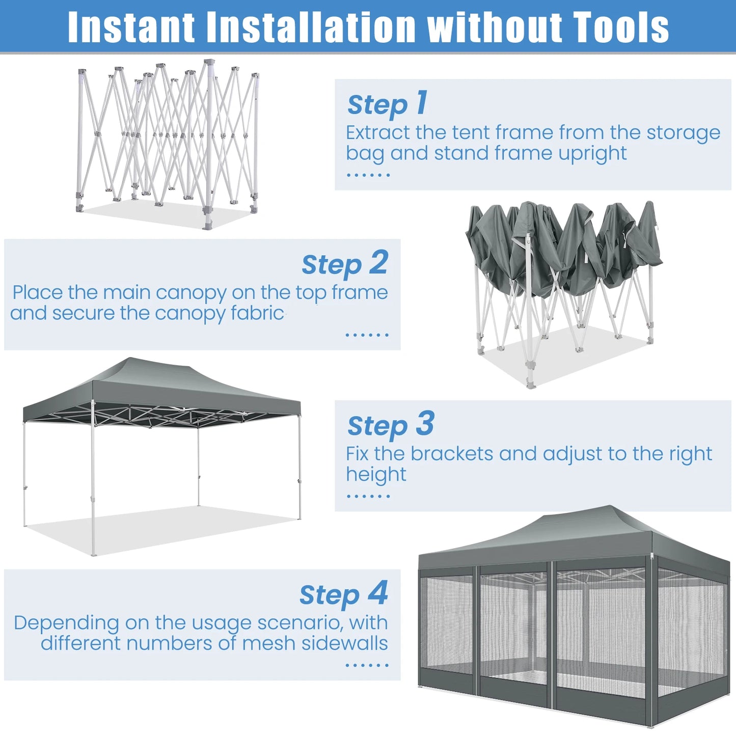 Heavy Duty 10x15 FT Pop Up Canopy Tent with Mosquito Netting Sidewalls