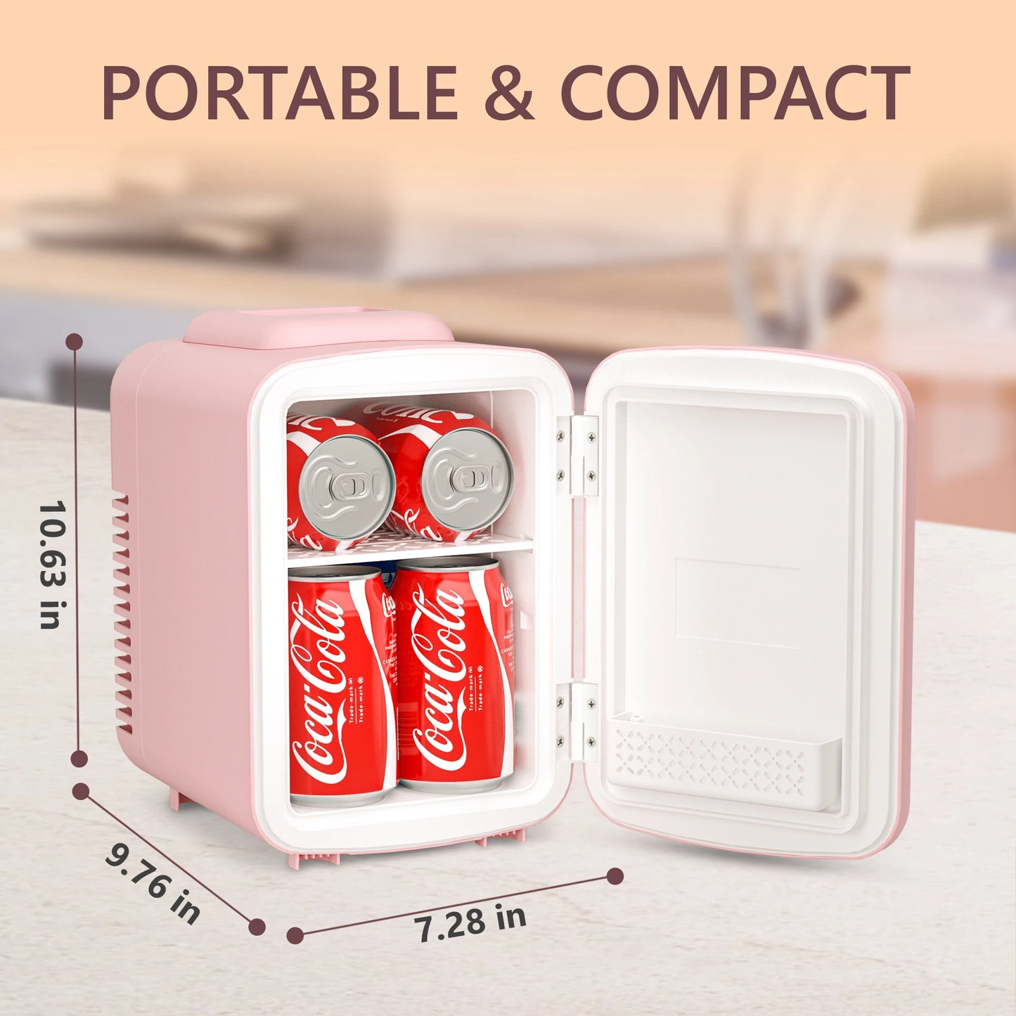 Ljustra 4L Mini Fridge with Freezer Compact Refrigerator for Car Office