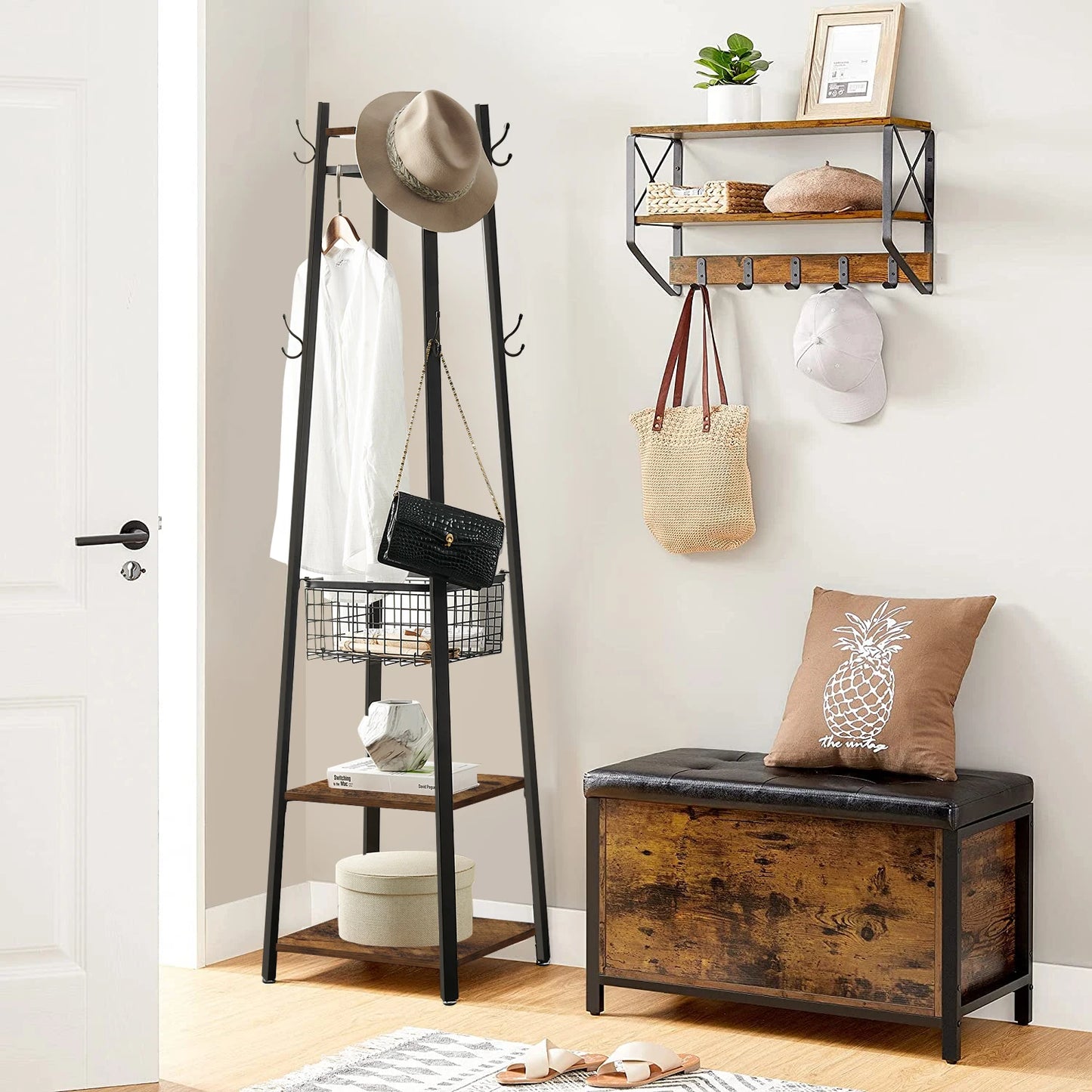 Ljustra Freestanding Coat Rack Stand with 8 Hooks for Living Room