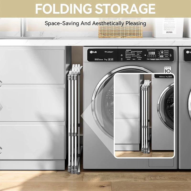 Foldable Floor-Standing Drying Rack Extendable Retractable Three Layers
