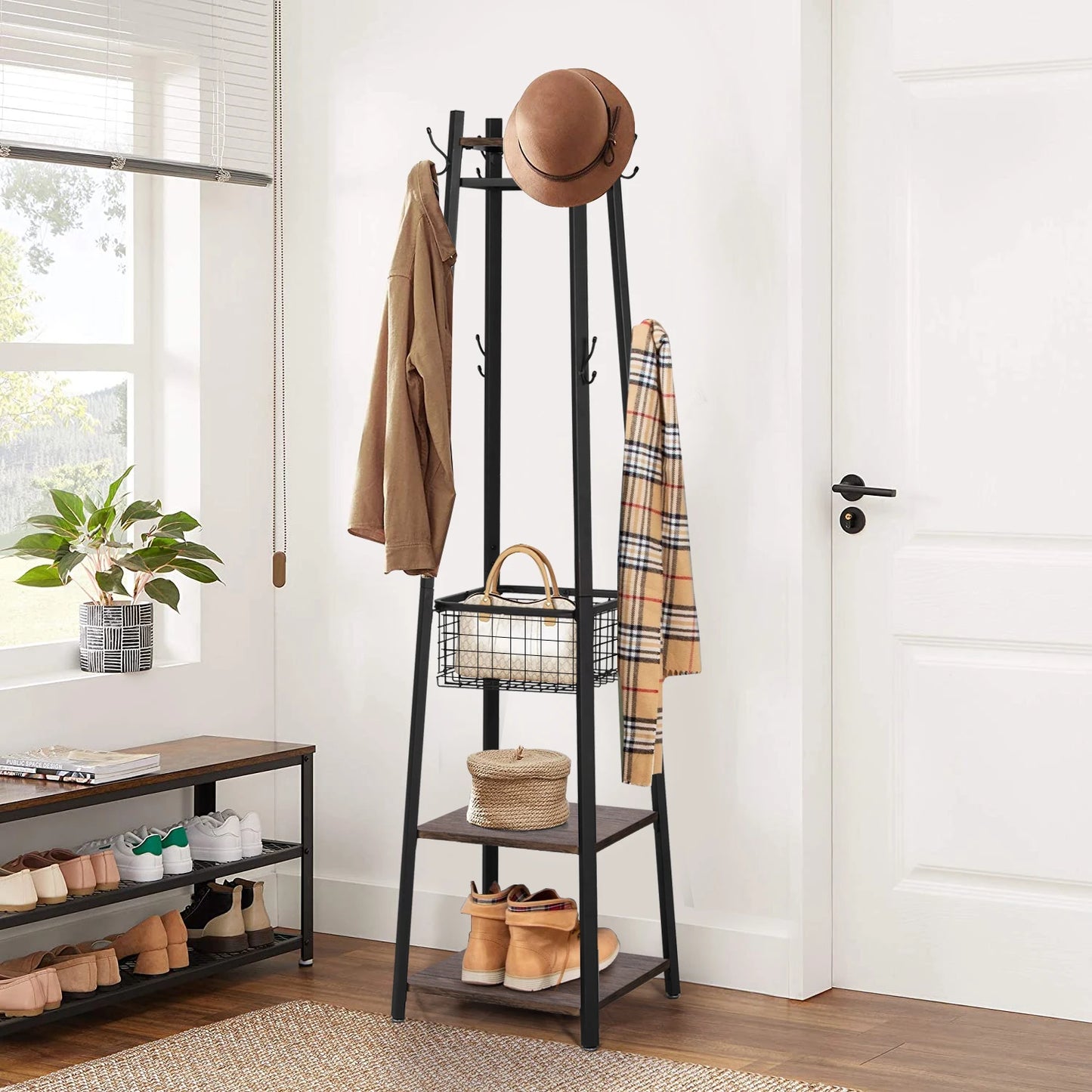 Ljustra Freestanding Coat Rack Stand with 8 Hooks for Living Room