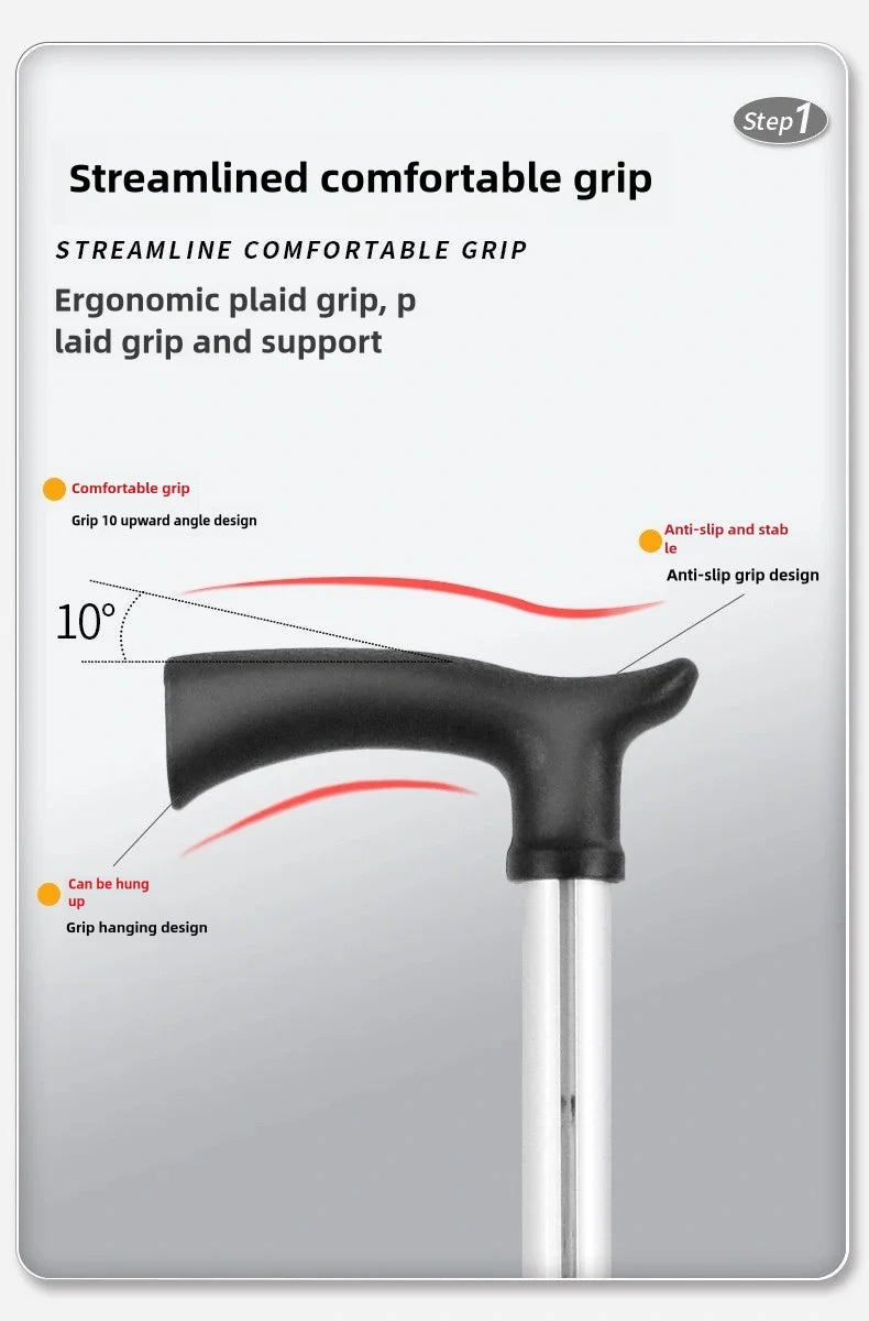 Portable Folding Cane Chair 2-in-1 Outdoor Travel Seat Lightweight