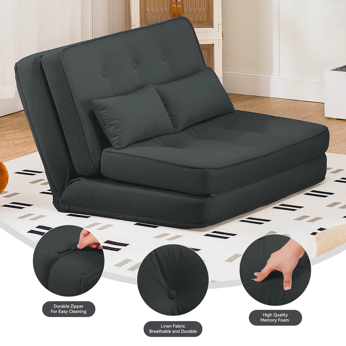 Ljustra Convertible Folding Sofa Bed Sleeper Chair Modern Living Room