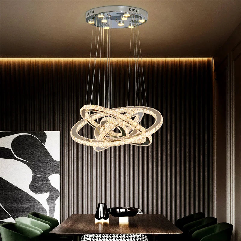 K9 Crystal Ring LED Pendant Light Modern Chandelier Luxury Ceiling Lamp