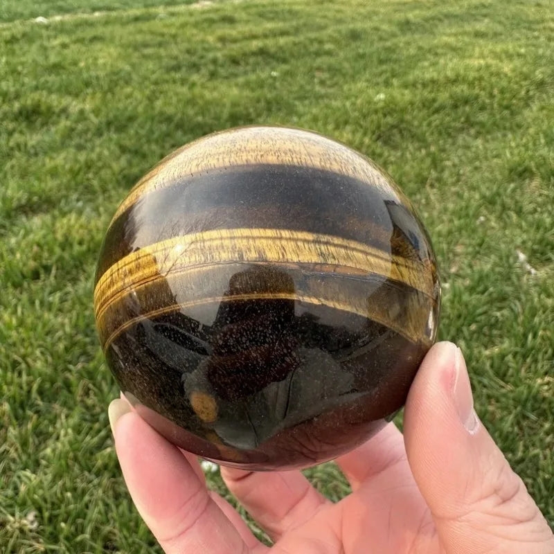 Natural Tiger Eye Jasper Sphere Crystal Ball Home Decor Reiki Healing