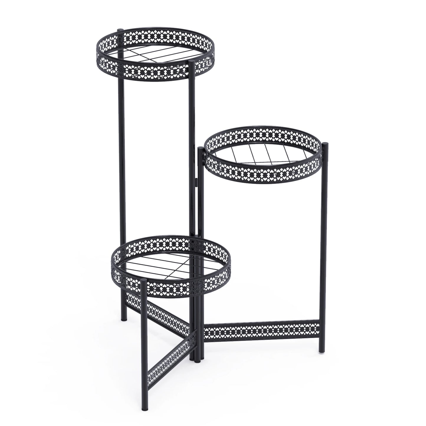 3 Tier Metal Plant Stand Indoor Foldable Flower Pot Holder Display Rack