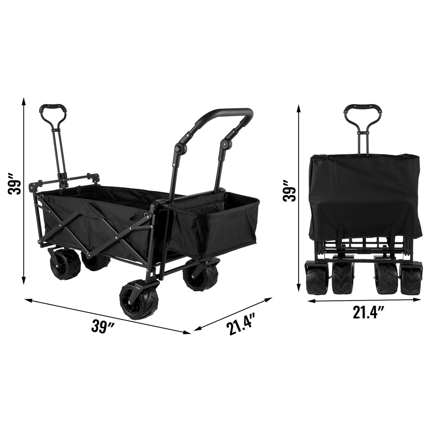 Ljustra Folding Wagon Cart Collapsible All-Terrain Beach Utility Cart