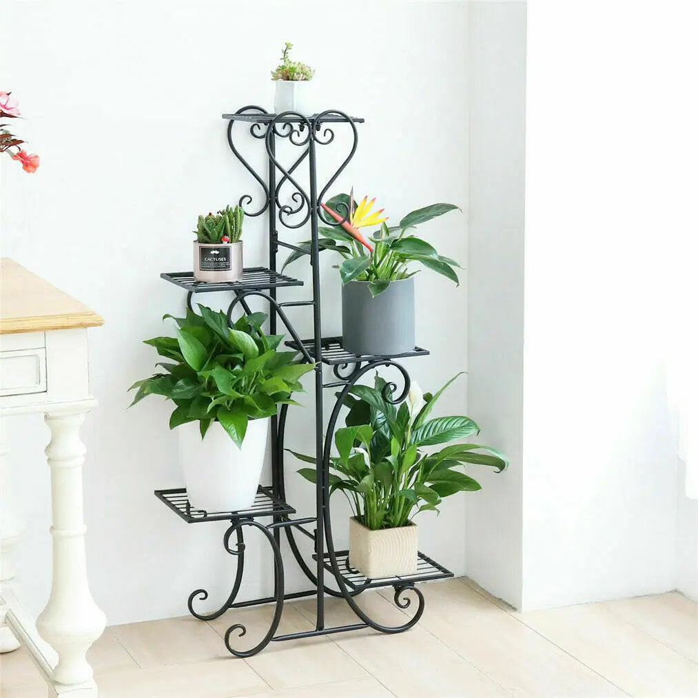 5 Tier Tall Indoor Outdoor Plant Stand Metal Flower Pot Display Rack