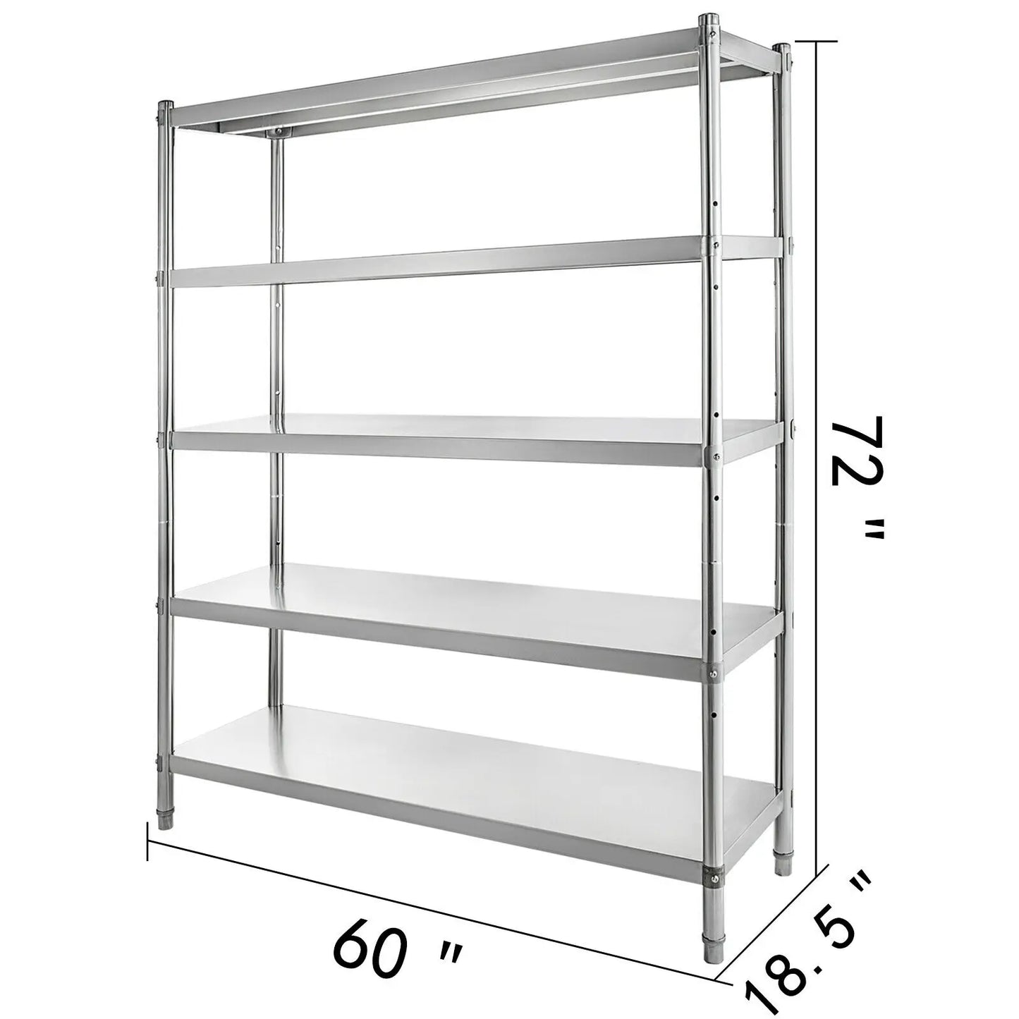 Ljustra 4-Tier Stainless Steel Storage Rack for Kitchen Garage Warehouse