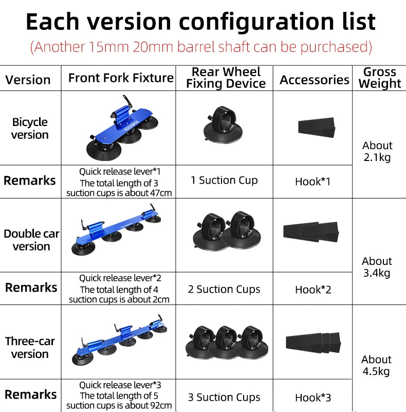 Ljustra Bicycle Car Rack Carrier Suction Cup Quick Install Roof Top Rack
