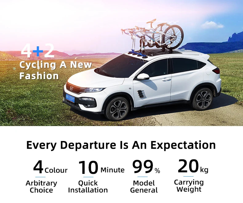 Ljustra Bicycle Car Rack Carrier Suction Cup Quick Install Roof Top Rack