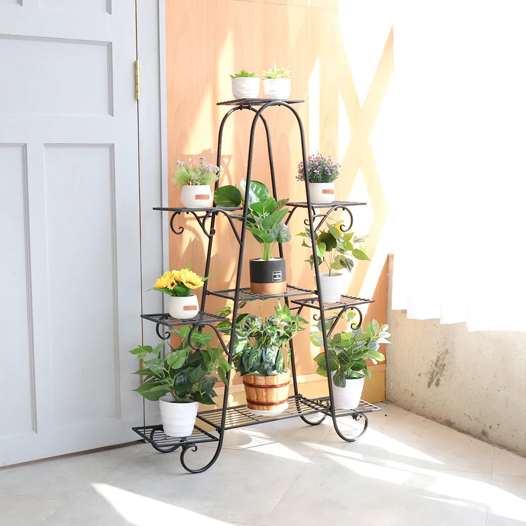 9 Tier Metal Plant Stand Indoor Outdoor Flower Shelf Display Rack