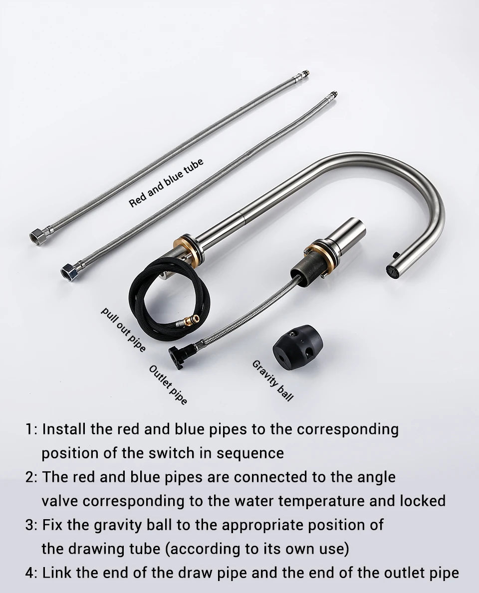 Pull Down Kitchen Sink Faucet Brushed Gunmetal Single Handle Brass Sprayer