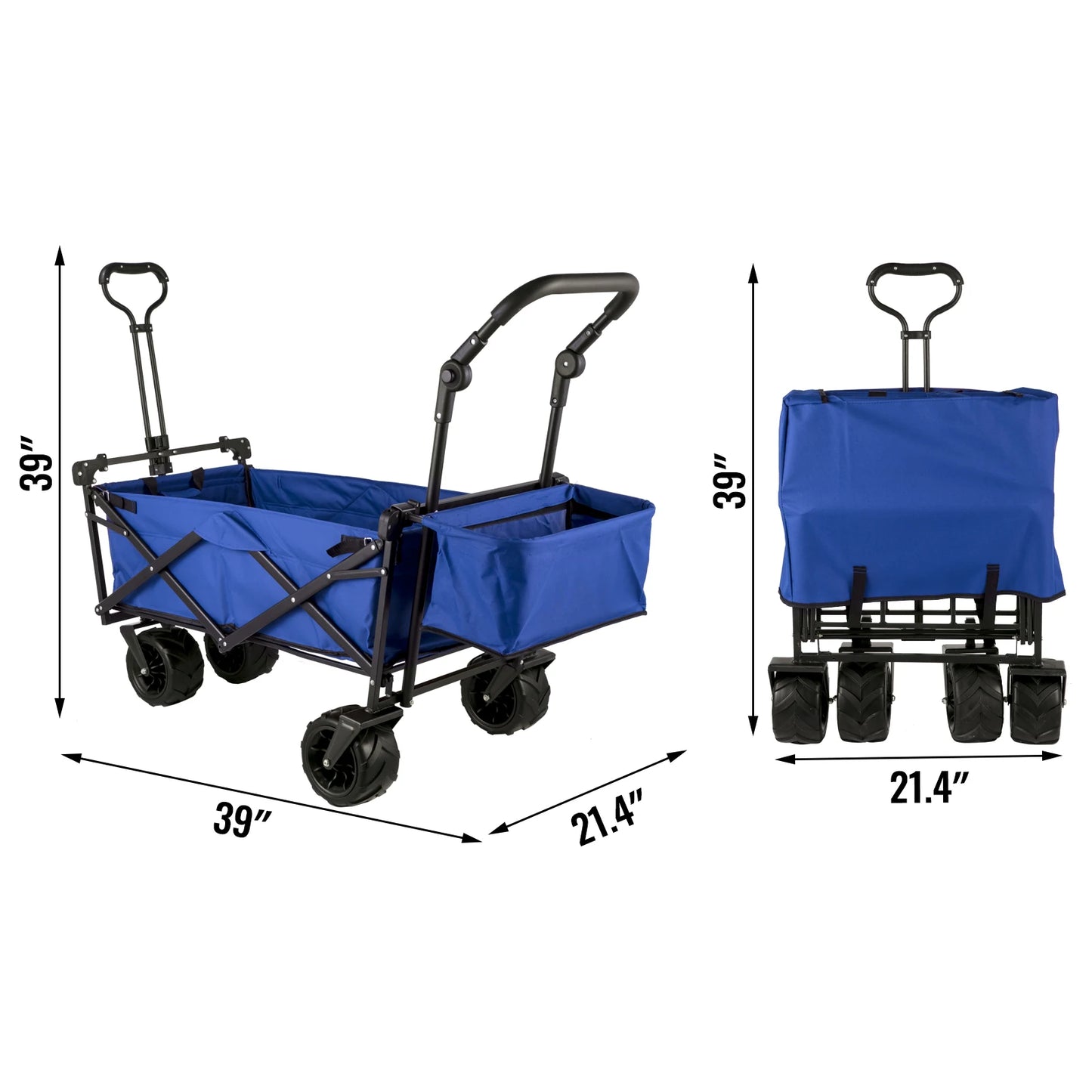 Ljustra Folding Wagon Cart Collapsible All-Terrain Beach Utility Cart