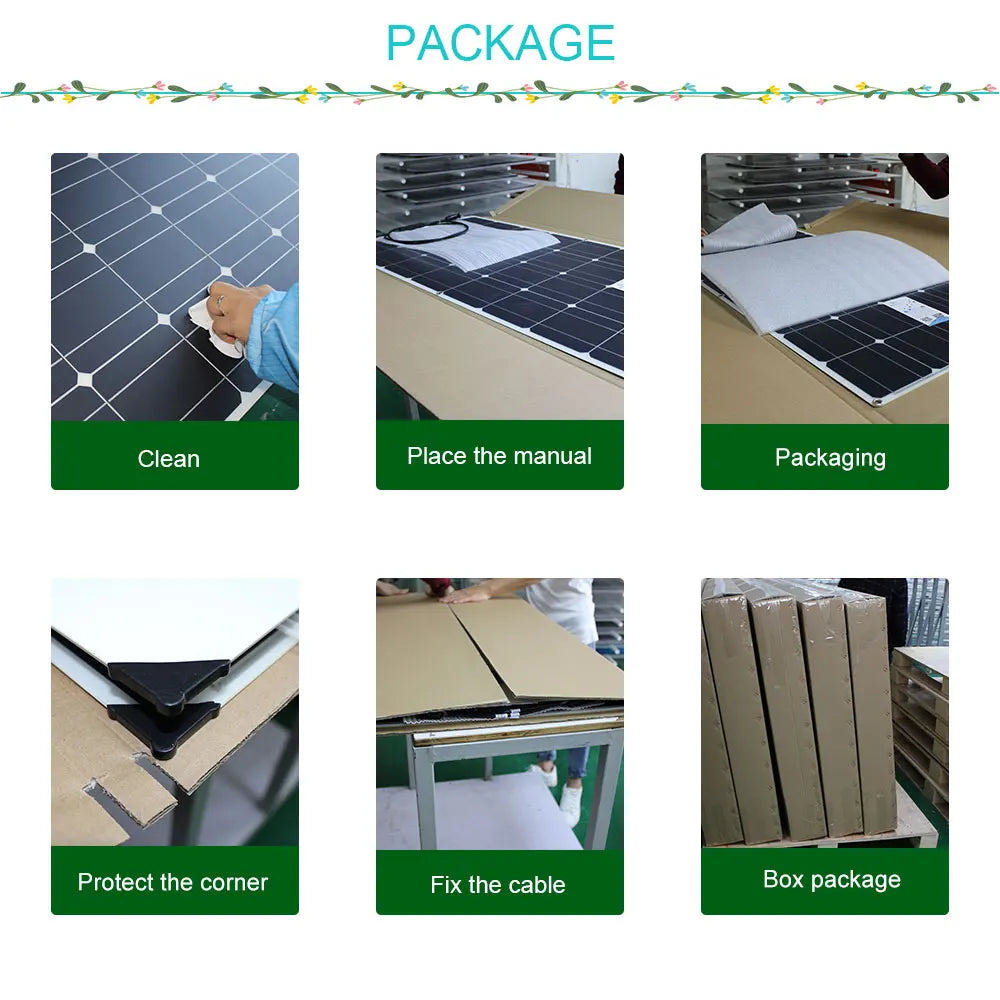 100 Watt Flexible Solar Panel Monocrystalline 12V 24V Battery Charger