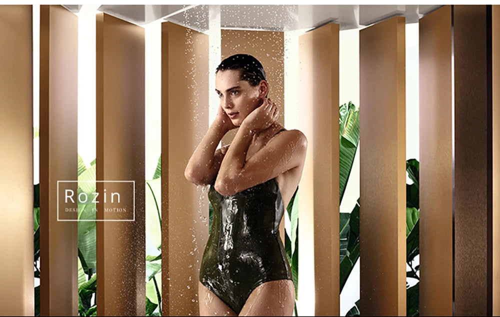 Black Digital Display Thermostatic Shower Faucet Rainfall Mixer Tap