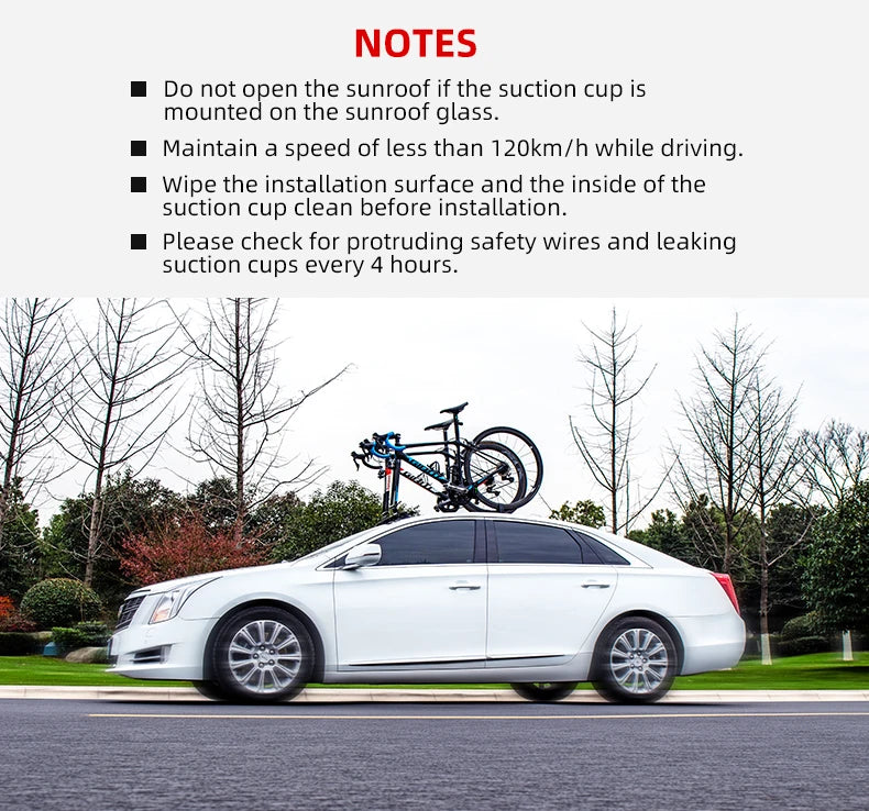 Ljustra Bicycle Car Rack Carrier Suction Cup Quick Install Roof Top Rack