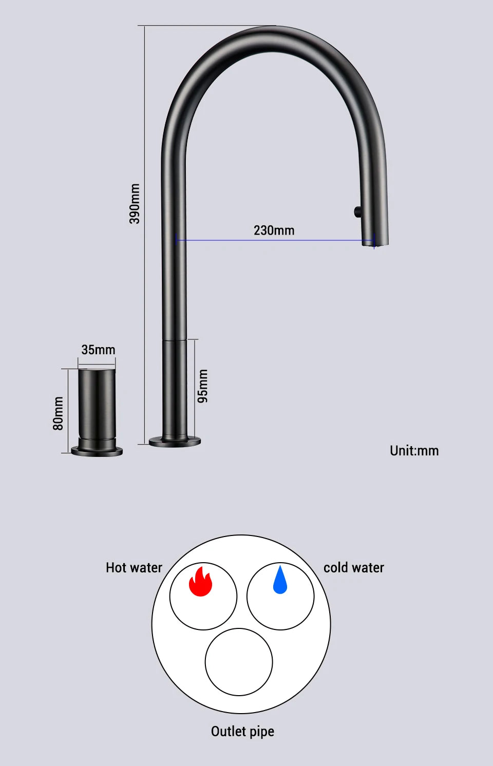 Pull Down Kitchen Sink Faucet Brushed Gunmetal Single Handle Brass Sprayer