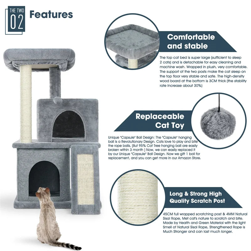 Luxury Cat Climbing Frame Multi-Layer Scratching Post Playground
