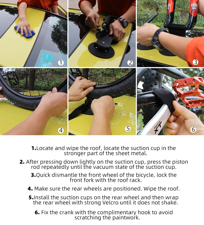 Ljustra Bicycle Car Rack Carrier Suction Cup Quick Install Roof Top Rack