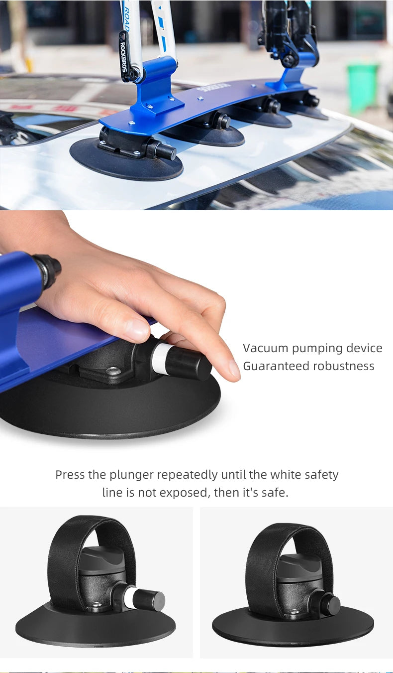 Ljustra Bicycle Car Rack Carrier Suction Cup Quick Install Roof Top Rack