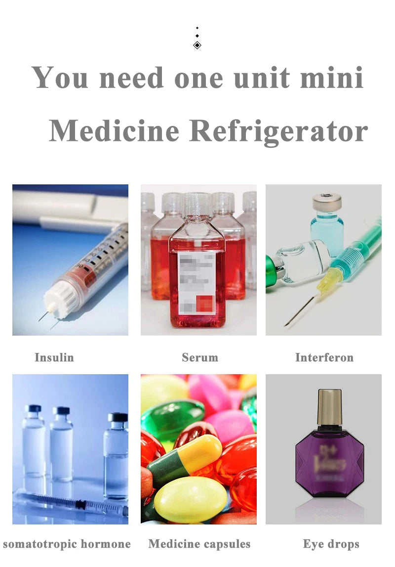 Mini Portable Insulin Refrigerator Cooler For Serum Capsules Battery 10200mAh