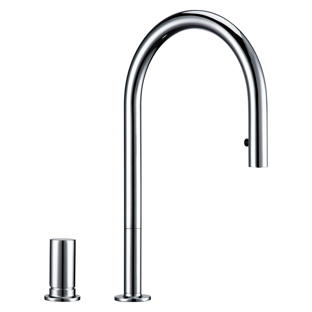 Pull Down Kitchen Sink Faucet Brushed Gunmetal Single Handle Brass Sprayer