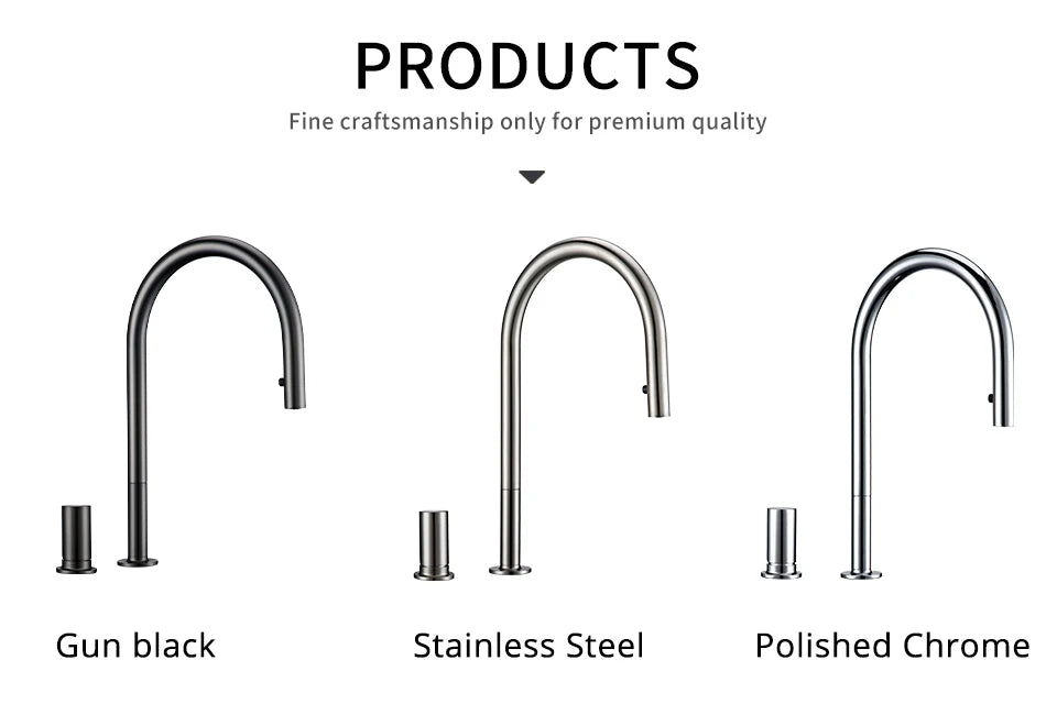 Pull Down Kitchen Sink Faucet Brushed Gunmetal Single Handle Brass Sprayer