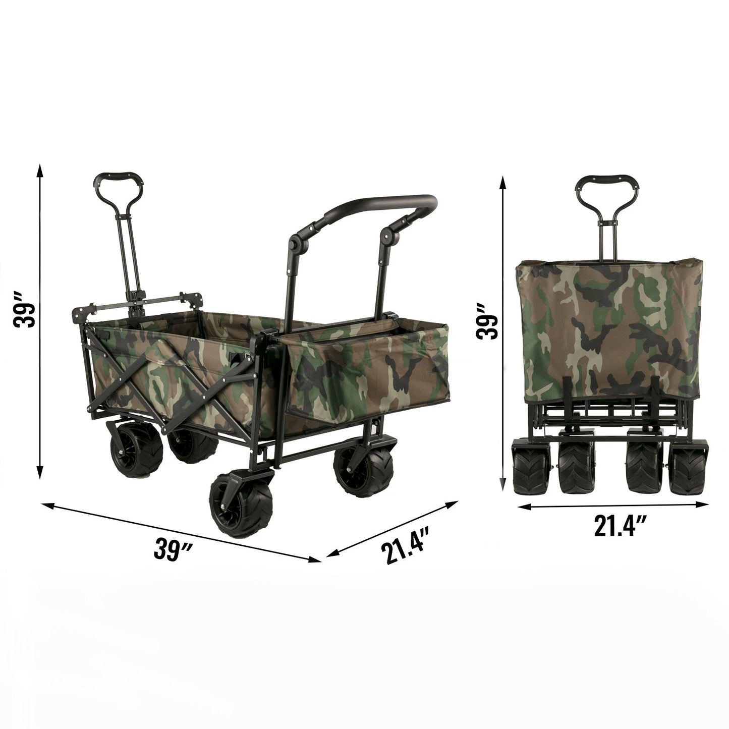 Ljustra Folding Wagon Cart Collapsible All-Terrain Beach Utility Cart