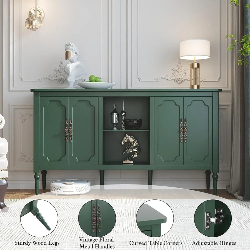 Vintage Buffet Sideboard Cabinet 59" Mid Century Modern Storage Credenza