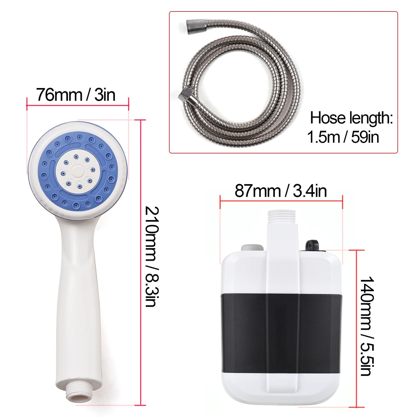 Portable Electric Shower Pump USB Rechargeable for Camping and Gardening
