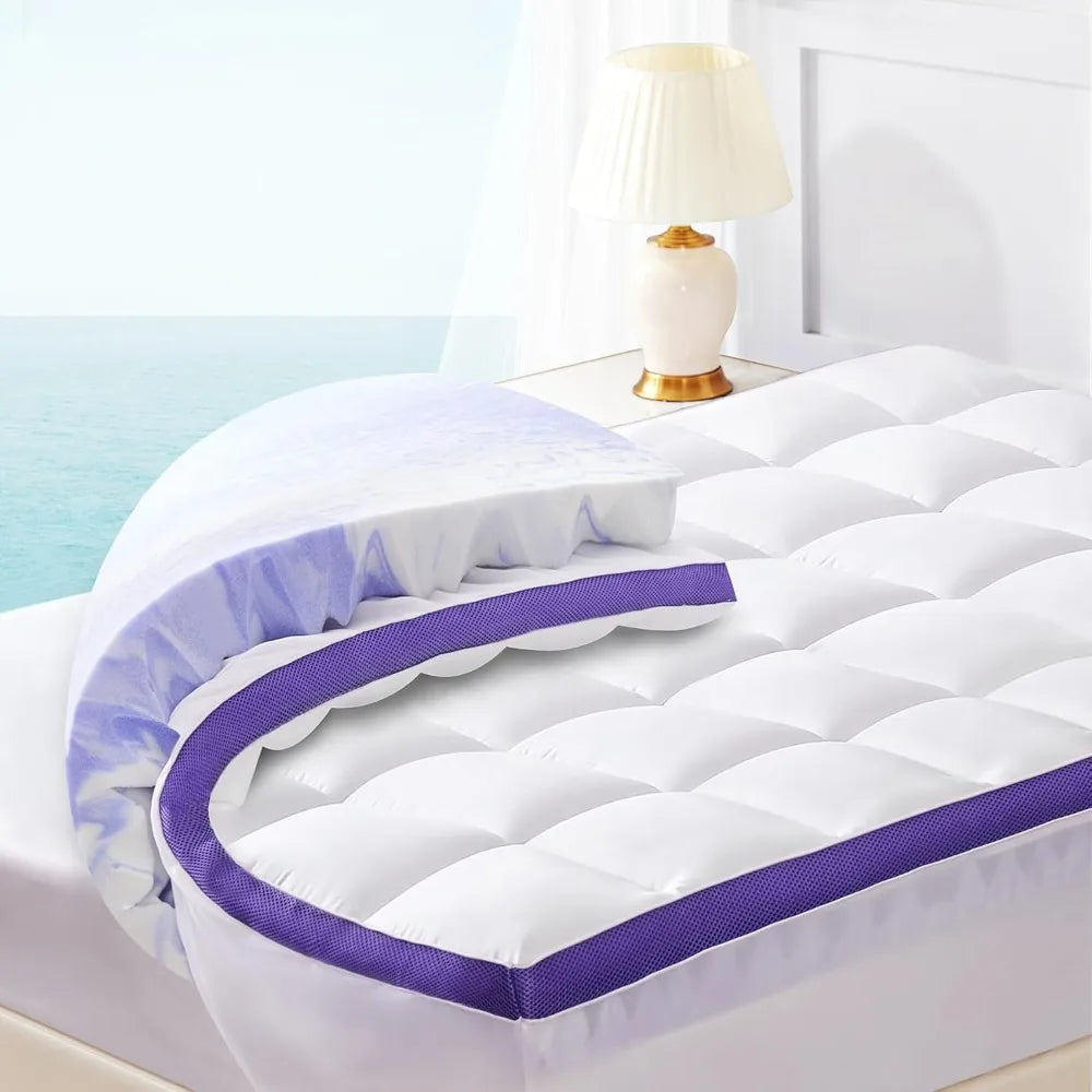 Ljustra Dual Layer Memory Foam Mattress Topper Queen 4 Inch Cooling