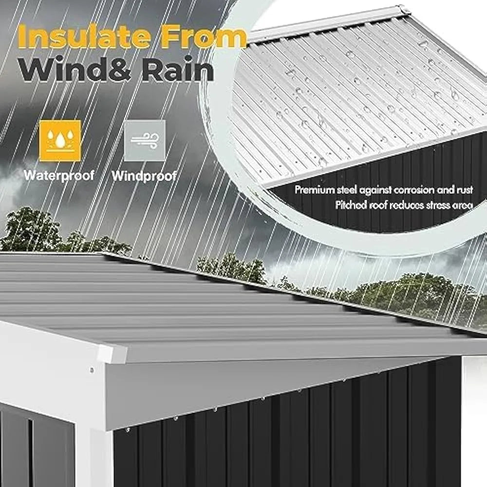 Outdoor Storage Shed 5x3 FT Metal Garden Shed for Backyard Lawn