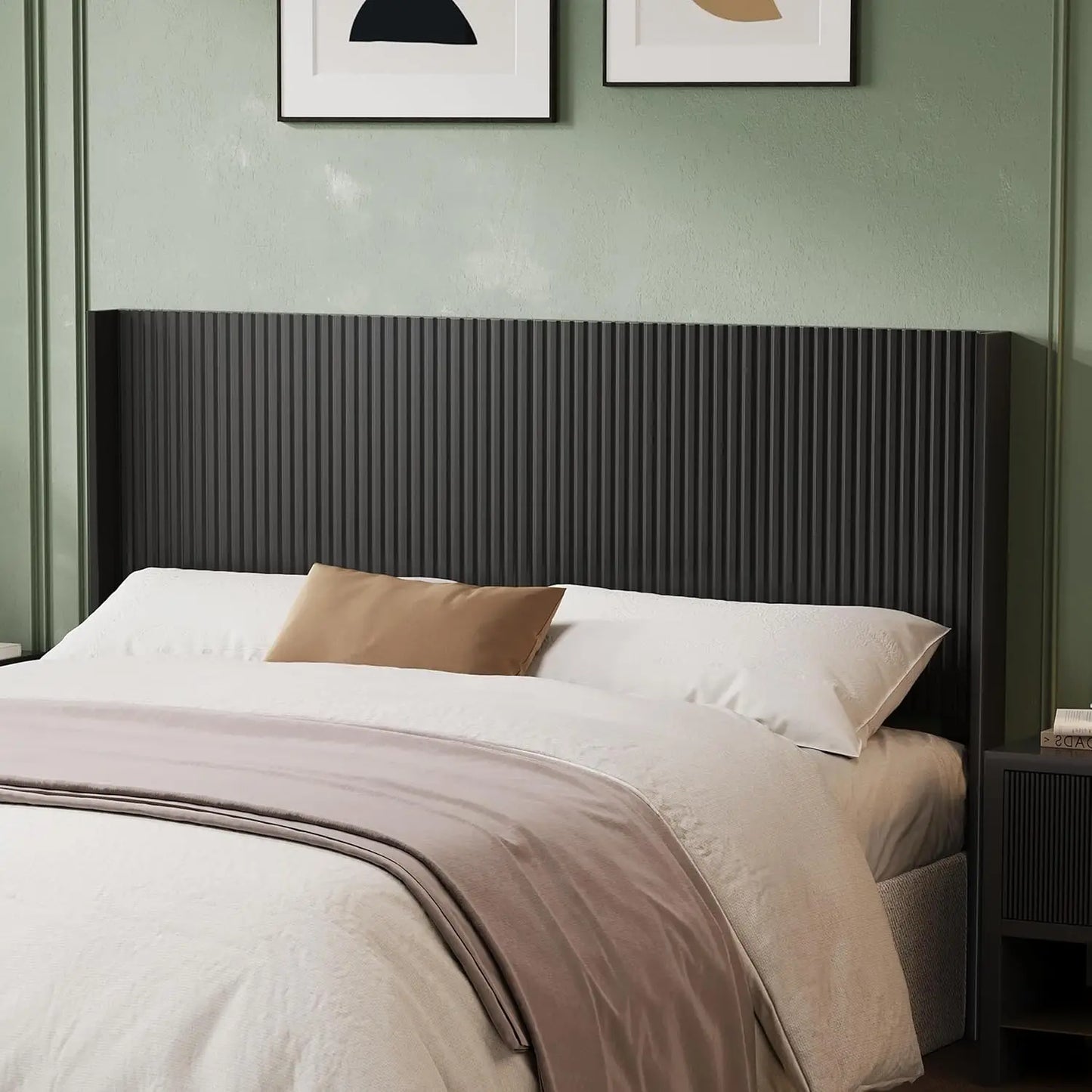 Ljustra Queen Size Wooden Headboard Modern Farmhouse Wall Mounted Design