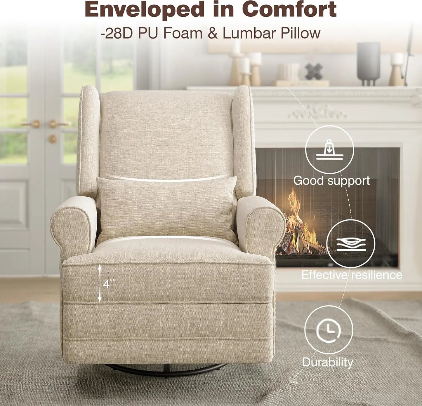 Ljustra RoyalCraft Swivel Recliner Chair Extra Large Footrest Glider