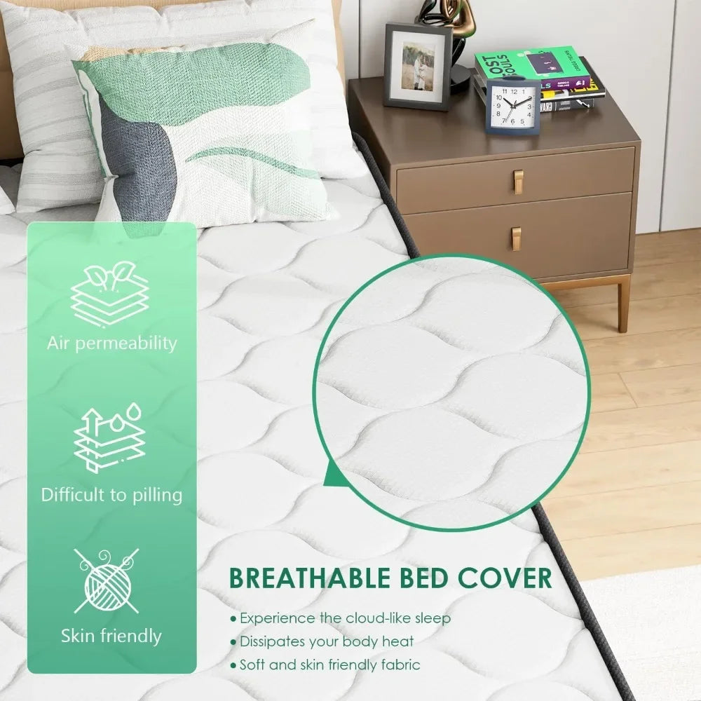 Ljustra 6 Inch Hybrid Mattress Medium Firm Full Size Mattress in Box