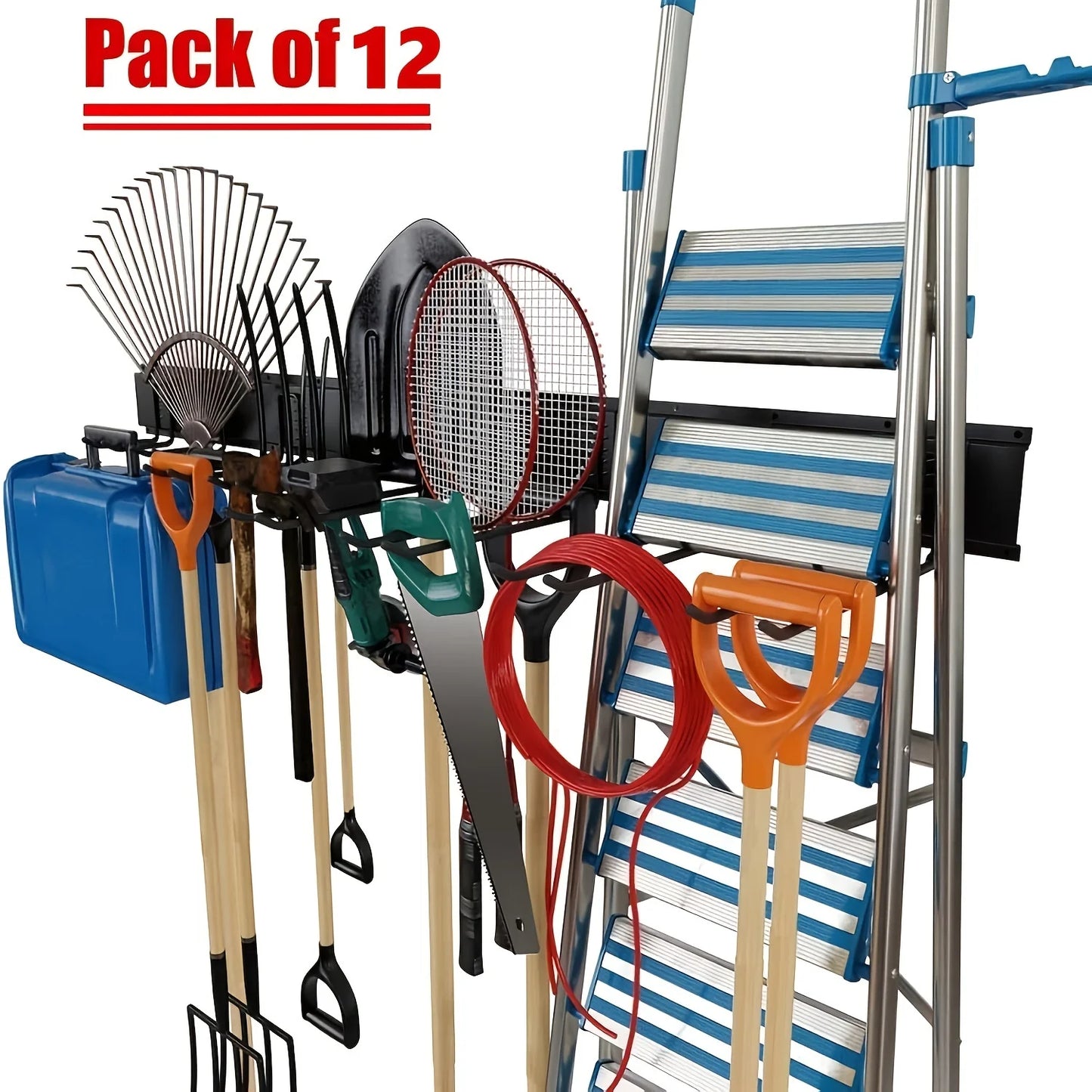 Heavy Duty 64 Inch Tool Storage Rack Garden Tool Organizer Wall Mount