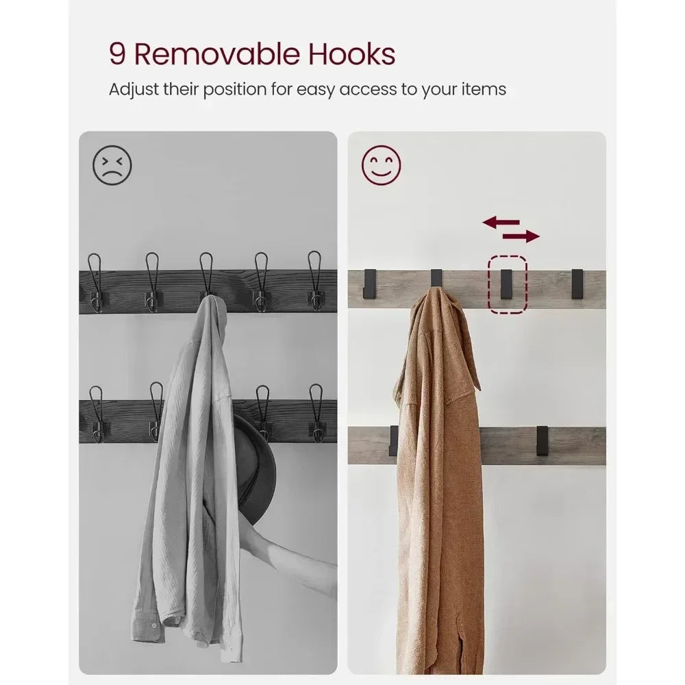 4-in-1 Coat Hanger Entryway Bench with Hooks and Storage Organizer