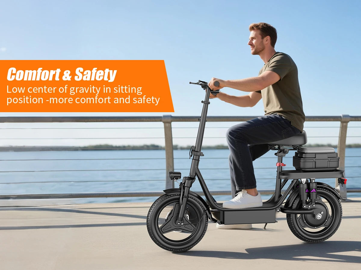 Adults Electric Scooter with Seat 700W 30 Mile Range Foldable E-Scooter