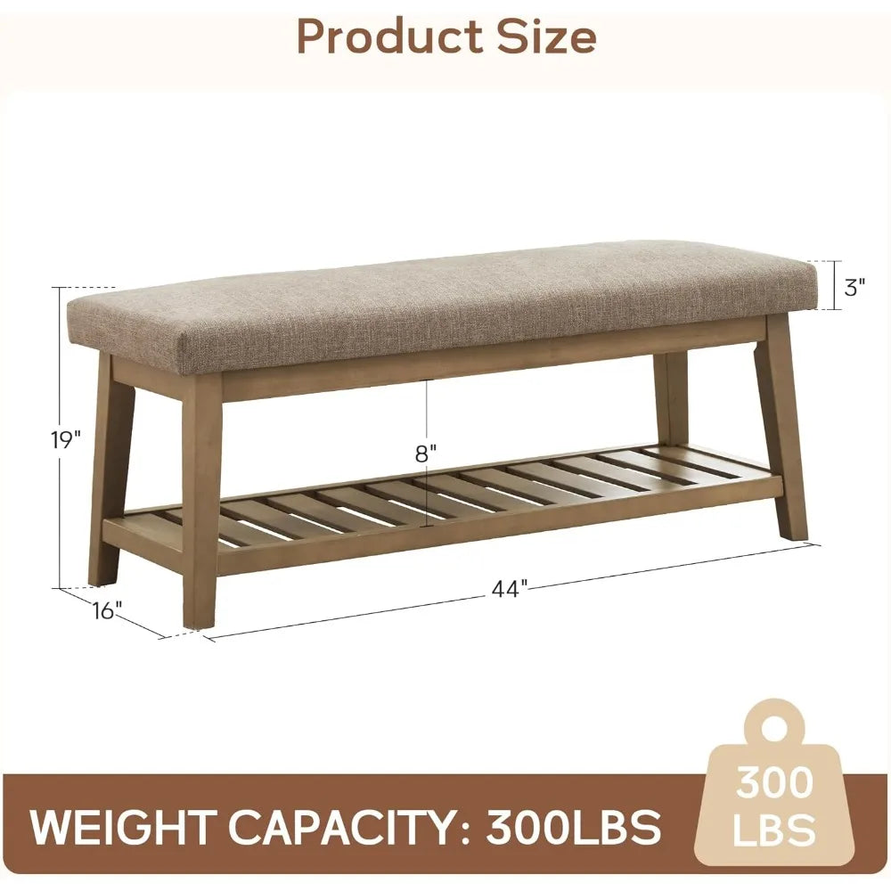 Ljustra Entryway Shoe Bench Upholstered Storage Ottoman Modern Design