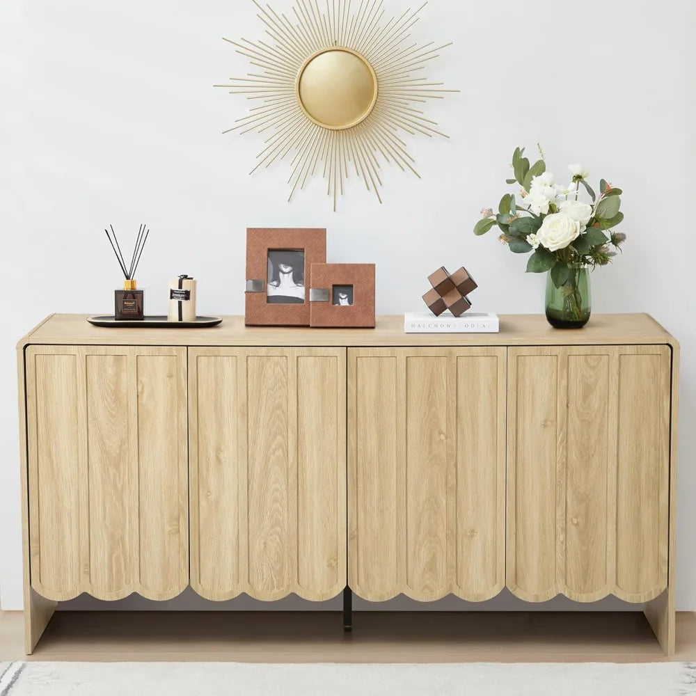 Sideboard Buffet Cabinet Modern Storage 4 Doors Adjustable Shelves