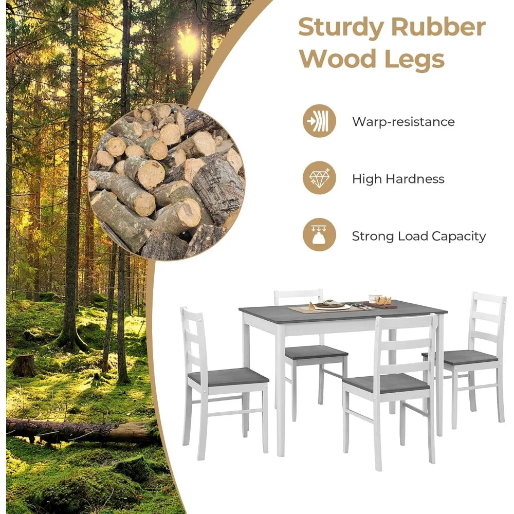 Dining Table Set for 4 Compact Space-Saving Dining Room Kitchen Furniture