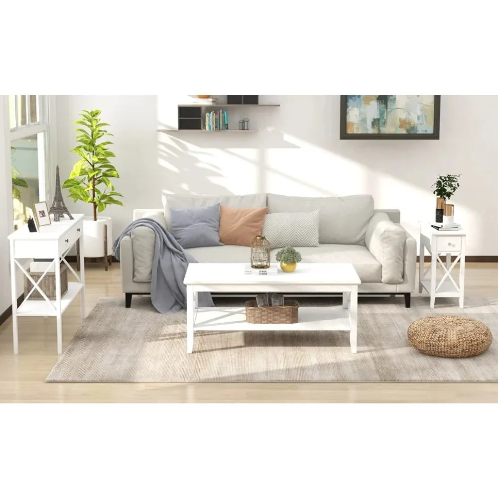 Espresso Wood Coffee Table with Storage Modern 40 Inch 2-Tier Design